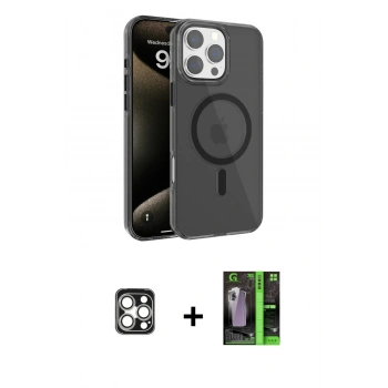 MARSİLYAN™- iPhone 16 Pro Max Kılıf Doruk Doku Özel Seri - Şeffaf 360 Full Body Arka Koruyucu + PVD Metal Kamera Lens - GS