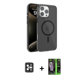 MARSİLYAN™- iPhone 16 Pro Max Kılıf Doruk Doku Özel Seri - Şeffaf 360 Full Body Arka Koruyucu + PVD Metal Kamera Lens - SH