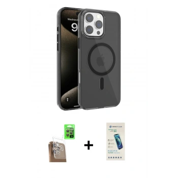 MARSİLYAN™- iPhone 16 Pro Max Kılıf Doruk Doku Özel Seri - Şeffaf Pasifik Cam Ekran Koruyucu + Raze Metal Kamera Lens - CLTM