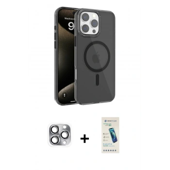 MARSİLYAN™- iPhone 16 Pro Max Kılıf Doruk Doku Özel Seri - Şeffaf Pasifik Cam Ekran Koruyucu + Pers Alüminyum Kamera Lens - GI
