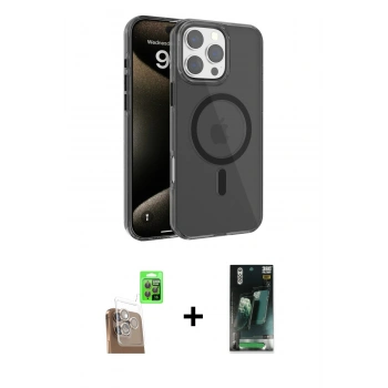 MARSİLYAN™- iPhone 16 Pro Max Kılıf Doruk Doku Özel Seri - Siyah 360 Mat Full Body Arka Koruyucu + Raze Metal Kamera Lens - CLTM
