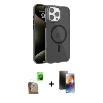 MARSİLYAN™- iPhone 16 Pro Max Kılıf Doruk Doku Özel Seri - Siyah 3D Antistatik Mat Seramik Nano Ekran Koruyucu + Raze Metal Kamera Lens - CLTM