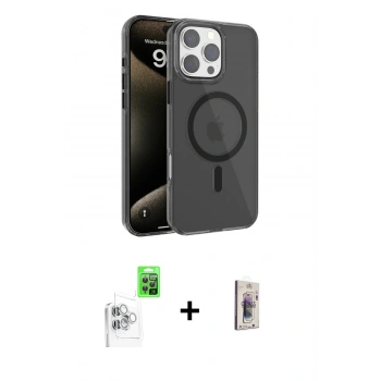 MARSİLYAN™- iPhone 16 Pro Max Kılıf Doruk Doku Özel Seri - Siyah Bilvis 3D Cam Ekran Koruyucu + Raze Metal Kamera Lens - BZ