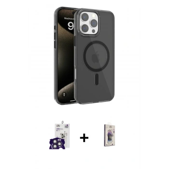 MARSİLYAN™- iPhone 16 Pro Max Kılıf Doruk Doku Özel Seri - Siyah Bilvis 3D Cam Ekran Koruyucu + Bilvis Titan Kamera Lens - TMGI