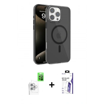 MARSİLYAN™- iPhone 16 Pro Max Kılıf Doruk Doku Özel Seri - Siyah Bilvis 3X AR HD Cam Ekran Koruyucu + Raze Metal Kamera Lens - BZ