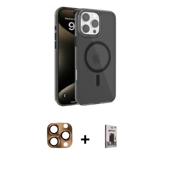 MARSİLYAN™- iPhone 16 Pro Max Kılıf Doruk Doku Özel Seri - Siyah Bilvis Hayalet Cam Ekran Koruyucu + Pers Alüminyum Kamera Lens - CLTM