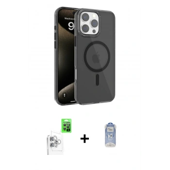 MARSİLYAN™- iPhone 16 Pro Max Kılıf Doruk Doku Özel Seri - Siyah Joko Magic 5D Cam + Raze Metal Kamera Lens - BZ
