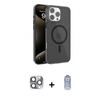MARSİLYAN™- iPhone 16 Pro Max Kılıf Doruk Doku Özel Seri - Siyah Joko Magic 5D Cam + Pers Alüminyum Kamera Lens - GI