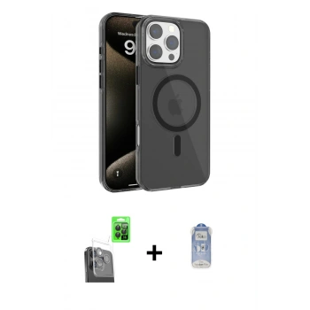 MARSİLYAN™- iPhone 16 Pro Max Kılıf Doruk Doku Özel Seri - Siyah Joko Magic 5D Cam + Raze Metal Kamera Lens - SH