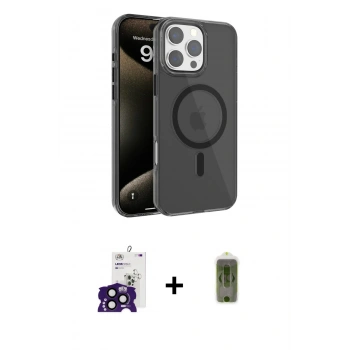 MARSİLYAN™- iPhone 16 Pro Max Kılıf Doruk Doku Özel Seri - Siyah Joko Magic 5D Hayalet Cam + Bilvis Titan Kamera Lens - SH