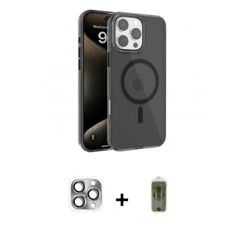 MARSİLYAN™- iPhone 16 Pro Max Kılıf Doruk Doku Özel Seri - Siyah Joko Magic 5D Hayalet Cam + Pers Alüminyum Kamera Lens - GI