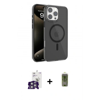 MARSİLYAN™- iPhone 16 Pro Max Kılıf Doruk Doku Özel Seri - Siyah Joko Magic 5D Hayalet Cam + Bilvis Titan Kamera Lens - GS