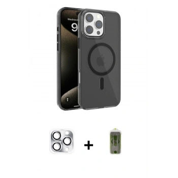 MARSİLYAN™- iPhone 16 Pro Max Kılıf Doruk Doku Özel Seri - Siyah Joko Magic 5D Hayalet Cam + Pers Alüminyum Kamera Lens - GS