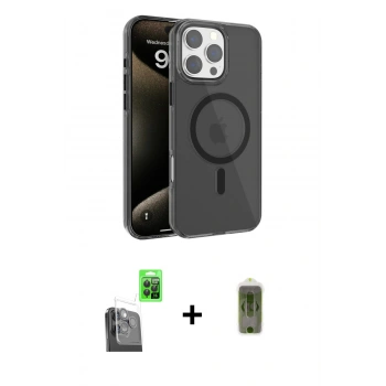 MARSİLYAN™- iPhone 16 Pro Max Kılıf Doruk Doku Özel Seri - Siyah Joko Magic 5D Hayalet Cam + Raze Metal Kamera Lens - SH
