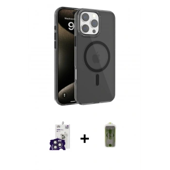 MARSİLYAN™- iPhone 16 Pro Max Kılıf Doruk Doku Özel Seri - Siyah Joko Magic 5D Hayalet Cam + Bilvis Titan Kamera Lens - TMGI