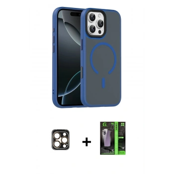 MARSİLYAN™- iPhone 16 Pro Max Kılıf Doruk Form Serisi - Şeffaf 360 Full Body Arka Koruyucu + PVD Metal Kamera Lens - GD