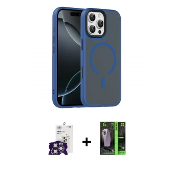 MARSİLYAN™- iPhone 16 Pro Max Kılıf Doruk Form Serisi - Şeffaf 360 Full Body Arka Koruyucu + Bilvis Titan Kamera Lens - GS