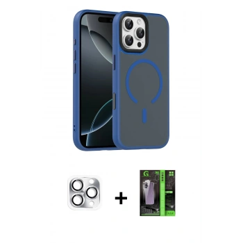 MARSİLYAN™- iPhone 16 Pro Max Kılıf Doruk Form Serisi - Şeffaf 360 Full Body Arka Koruyucu + Pers Alüminyum Kamera Lens - GS