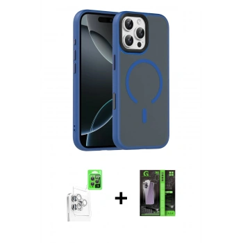 MARSİLYAN™- iPhone 16 Pro Max Kılıf Doruk Form Serisi - Şeffaf 360 Full Body Arka Koruyucu + Raze Metal Kamera Lens - BZ