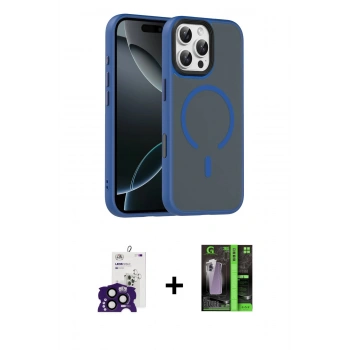 MARSİLYAN™- iPhone 16 Pro Max Kılıf Doruk Form Serisi - Şeffaf 360 Full Body Arka Koruyucu + Bilvis Titan Kamera Lens - SH