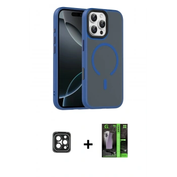 MARSİLYAN™- iPhone 16 Pro Max Kılıf Doruk Form Serisi - Şeffaf 360 Full Body Arka Koruyucu + PVD Metal Kamera Lens - SH