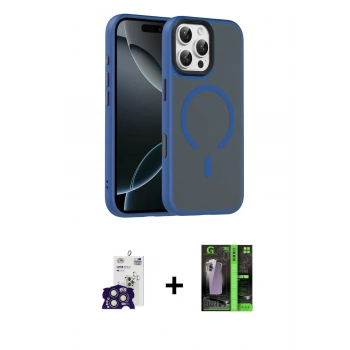 MARSİLYAN™- iPhone 16 Pro Max Kılıf Doruk Form Serisi - Şeffaf 360 Full Body Arka Koruyucu + Bilvis Titan Kamera Lens - TMGI