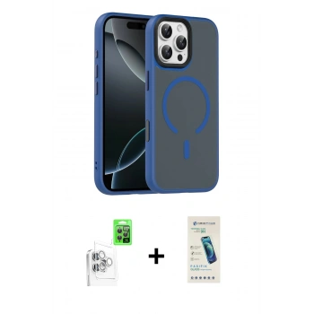 MARSİLYAN™- iPhone 16 Pro Max Kılıf Doruk Form Serisi - Şeffaf Pasifik Cam Ekran Koruyucu + Raze Metal Kamera Lens - BZ