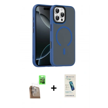 MARSİLYAN™- iPhone 16 Pro Max Kılıf Doruk Form Serisi - Şeffaf Pasifik Cam Ekran Koruyucu + Raze Metal Kamera Lens - CLTM