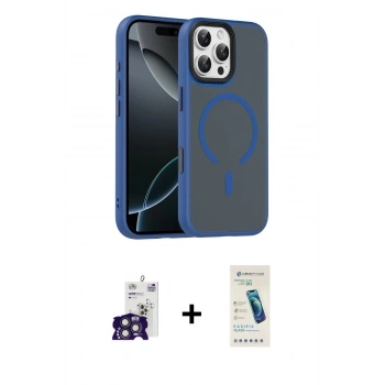 MARSİLYAN™- iPhone 16 Pro Max Kılıf Doruk Form Serisi - Şeffaf Pasifik Cam Ekran Koruyucu + Bilvis Titan Kamera Lens - TMGI