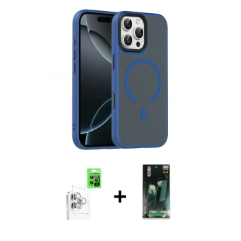 MARSİLYAN™- iPhone 16 Pro Max Kılıf Doruk Form Serisi - Siyah 360 Mat Full Body Arka Koruyucu + Raze Metal Kamera Lens - BZ