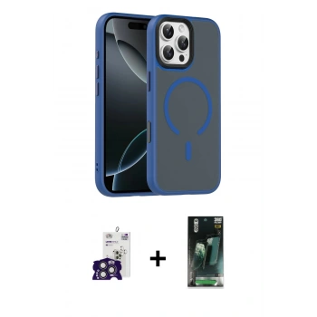 MARSİLYAN™- iPhone 16 Pro Max Kılıf Doruk Form Serisi - Siyah 360 Mat Full Body Arka Koruyucu + Bilvis Titan Kamera Lens - TMGI