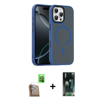 MARSİLYAN™- iPhone 16 Pro Max Kılıf Doruk Form Serisi - Siyah 360 Mat Full Body Arka Koruyucu + Raze Metal Kamera Lens - CLTM