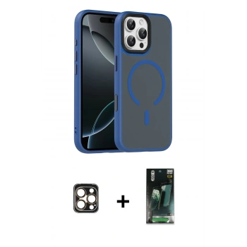 MARSİLYAN™- iPhone 16 Pro Max Kılıf Doruk Form Serisi - Siyah 360 Mat Full Body Arka Koruyucu + PVD Metal Kamera Lens - GD