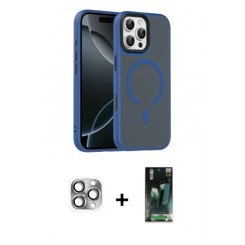 MARSİLYAN™- iPhone 16 Pro Max Kılıf Doruk Form Serisi - Siyah 360 Mat Full Body Arka Koruyucu + Pers Alüminyum Kamera Lens - GI