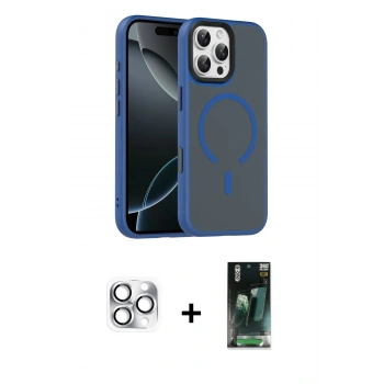 MARSİLYAN™- iPhone 16 Pro Max Kılıf Doruk Form Serisi - Siyah 360 Mat Full Body Arka Koruyucu + Pers Alüminyum Kamera Lens - GS