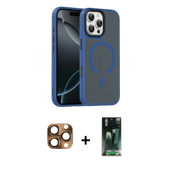 MARSİLYAN™- iPhone 16 Pro Max Kılıf Doruk Form Serisi - Siyah 360 Mat Full Body Arka Koruyucu + Pers Alüminyum Kamera Lens - CLTM