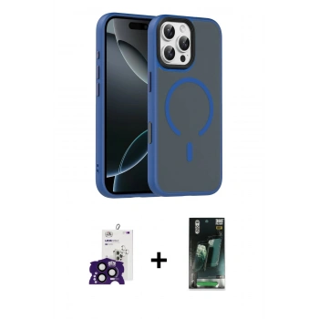 MARSİLYAN™- iPhone 16 Pro Max Kılıf Doruk Form Serisi - Siyah 360 Mat Full Body Arka Koruyucu + Bilvis Titan Kamera Lens - SH