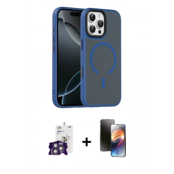 MARSİLYAN™- iPhone 16 Pro Max Kılıf Doruk Form Serisi - Siyah 3D Antistatik Mat Seramik Nano Ekran Koruyucu + Bilvis Titan Kamera Lens - GS