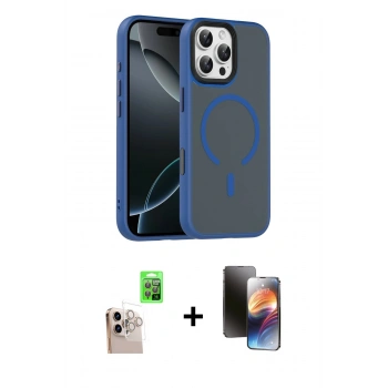 MARSİLYAN™- iPhone 16 Pro Max Kılıf Doruk Form Serisi - Siyah 3D Antistatik Mat Seramik Nano Ekran Koruyucu + Raze Metal Kamera Lens - NLGY