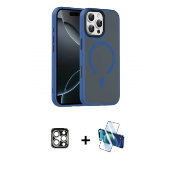 MARSİLYAN™- iPhone 16 Pro Max Kılıf Doruk Form Serisi - Siyah 3D Antistatik Seramik Nano Ekran Koruyucu + PVD Metal Kamera Lens - GS