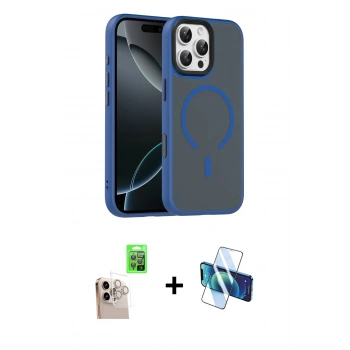 MARSİLYAN™- iPhone 16 Pro Max Kılıf Doruk Form Serisi - Siyah 3D Antistatik Seramik Nano Ekran Koruyucu + Raze Metal Kamera Lens - NLGY
