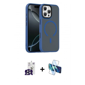 MARSİLYAN™- iPhone 16 Pro Max Kılıf Doruk Form Serisi - Siyah 3D Antistatik Seramik Nano Ekran Koruyucu + Bilvis Titan Kamera Lens - TMGI