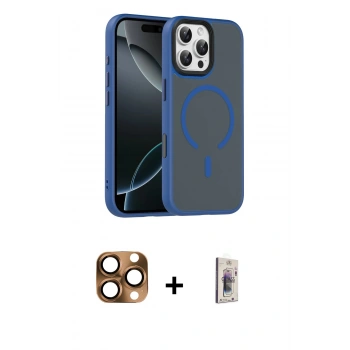 MARSİLYAN™- iPhone 16 Pro Max Kılıf Doruk Form Serisi - Siyah Bilvis 3D Cam Ekran Koruyucu + Pers Alüminyum Kamera Lens - CLTM