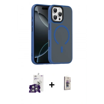 MARSİLYAN™- iPhone 16 Pro Max Kılıf Doruk Form Serisi - Siyah Bilvis 3D Cam Ekran Koruyucu + Bilvis Titan Kamera Lens - GS
