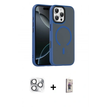 MARSİLYAN™- iPhone 16 Pro Max Kılıf Doruk Form Serisi - Siyah Bilvis 3D Cam Ekran Koruyucu + Pers Alüminyum Kamera Lens - GS