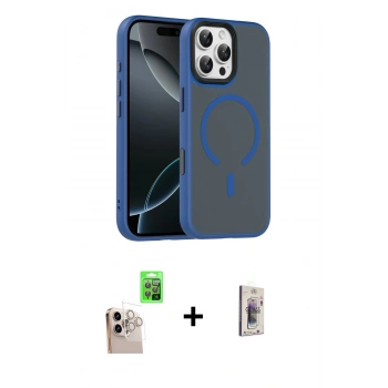 MARSİLYAN™- iPhone 16 Pro Max Kılıf Doruk Form Serisi - Siyah Bilvis 3D Cam Ekran Koruyucu + Raze Metal Kamera Lens - NLGY