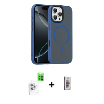 MARSİLYAN™- iPhone 16 Pro Max Kılıf Doruk Form Serisi - Siyah Bilvis 3D Cam Ekran Koruyucu + Raze Metal Kamera Lens - BZ