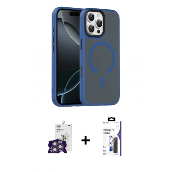 MARSİLYAN™- iPhone 16 Pro Max Kılıf Doruk Form Serisi - Siyah Bilvis 3X AR Hayalet Cam Ekran Koruyucu + Bilvis Titan Kamera Lens - GS