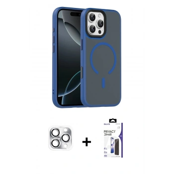 MARSİLYAN™- iPhone 16 Pro Max Kılıf Doruk Form Serisi - Siyah Bilvis 3X AR Hayalet Cam Ekran Koruyucu + Pers Alüminyum Kamera Lens - GS