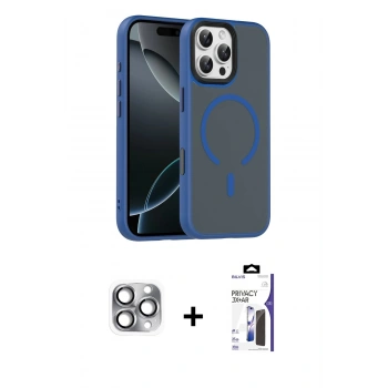 MARSİLYAN™- iPhone 16 Pro Max Kılıf Doruk Form Serisi - Siyah Bilvis 3X AR Hayalet Cam Ekran Koruyucu + Pers Alüminyum Kamera Lens - GI